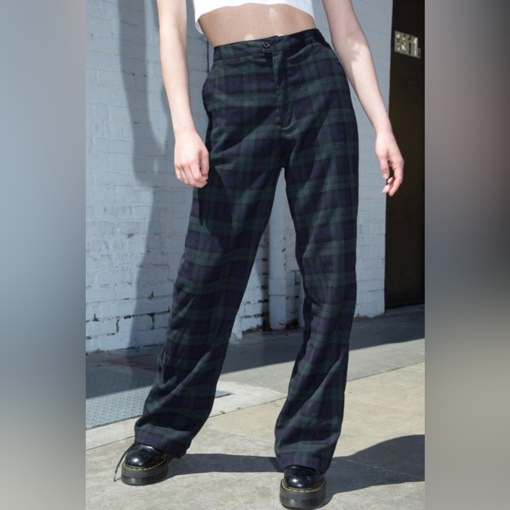 Brandy Melville Plaid Straight Leg Pants